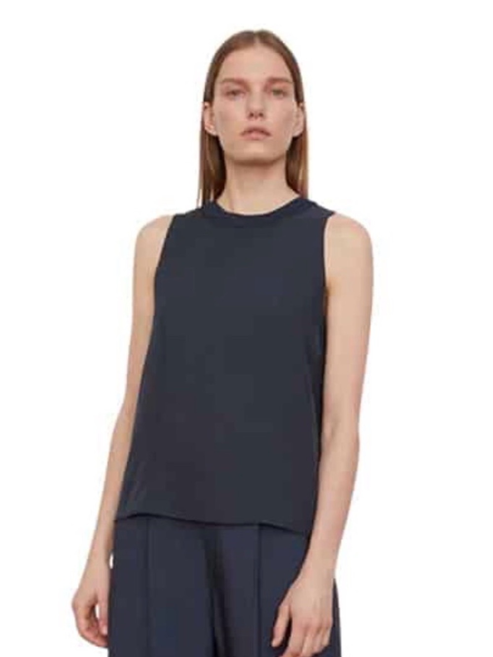 Vince Women’s Sleeveless Navy Crewneck Shell Top Size Medium